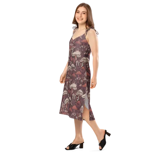 Crimson Mycelium on a Slip Dress