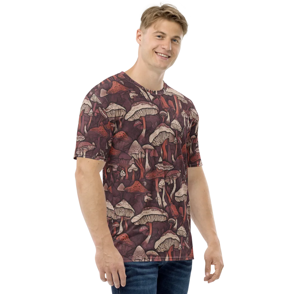 Crimson Mycelium on Men's Crew Neck T-Shirt — Right
