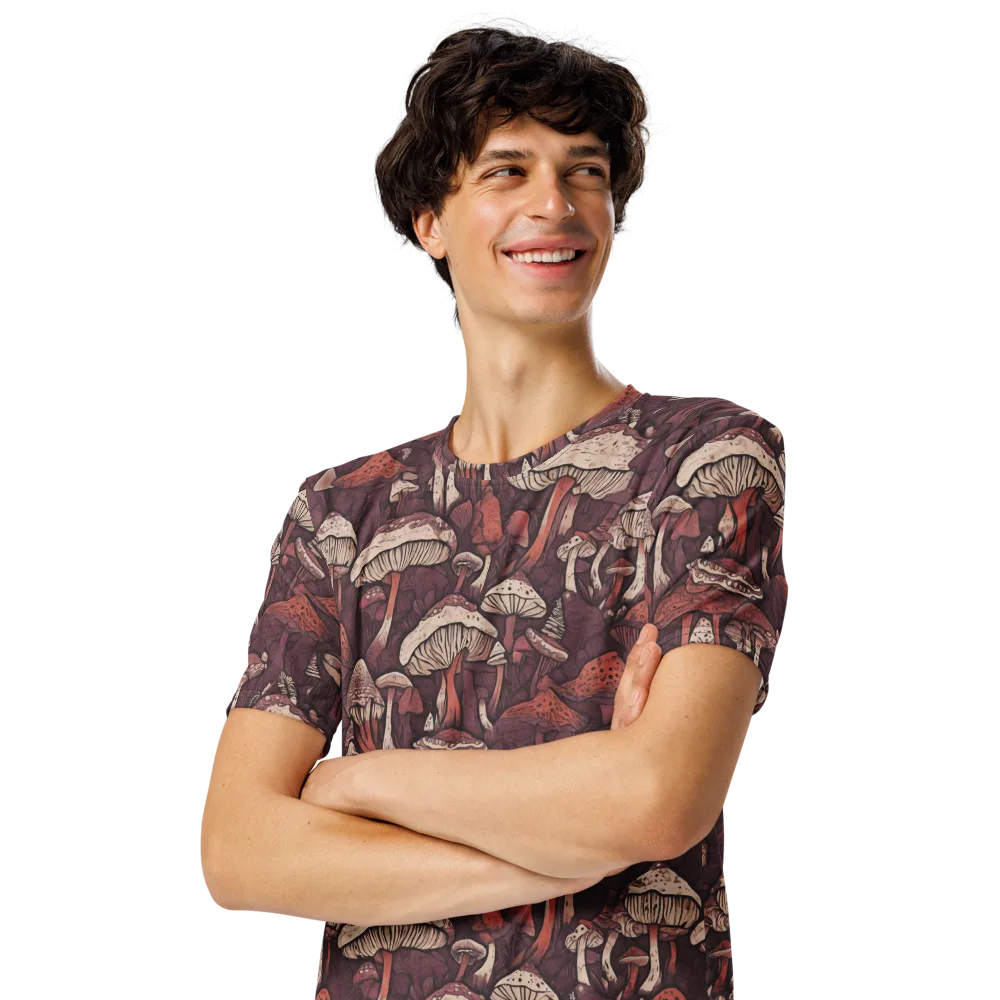 Crimson Mycelium on Men's Crew Neck T-Shirt — Left Front