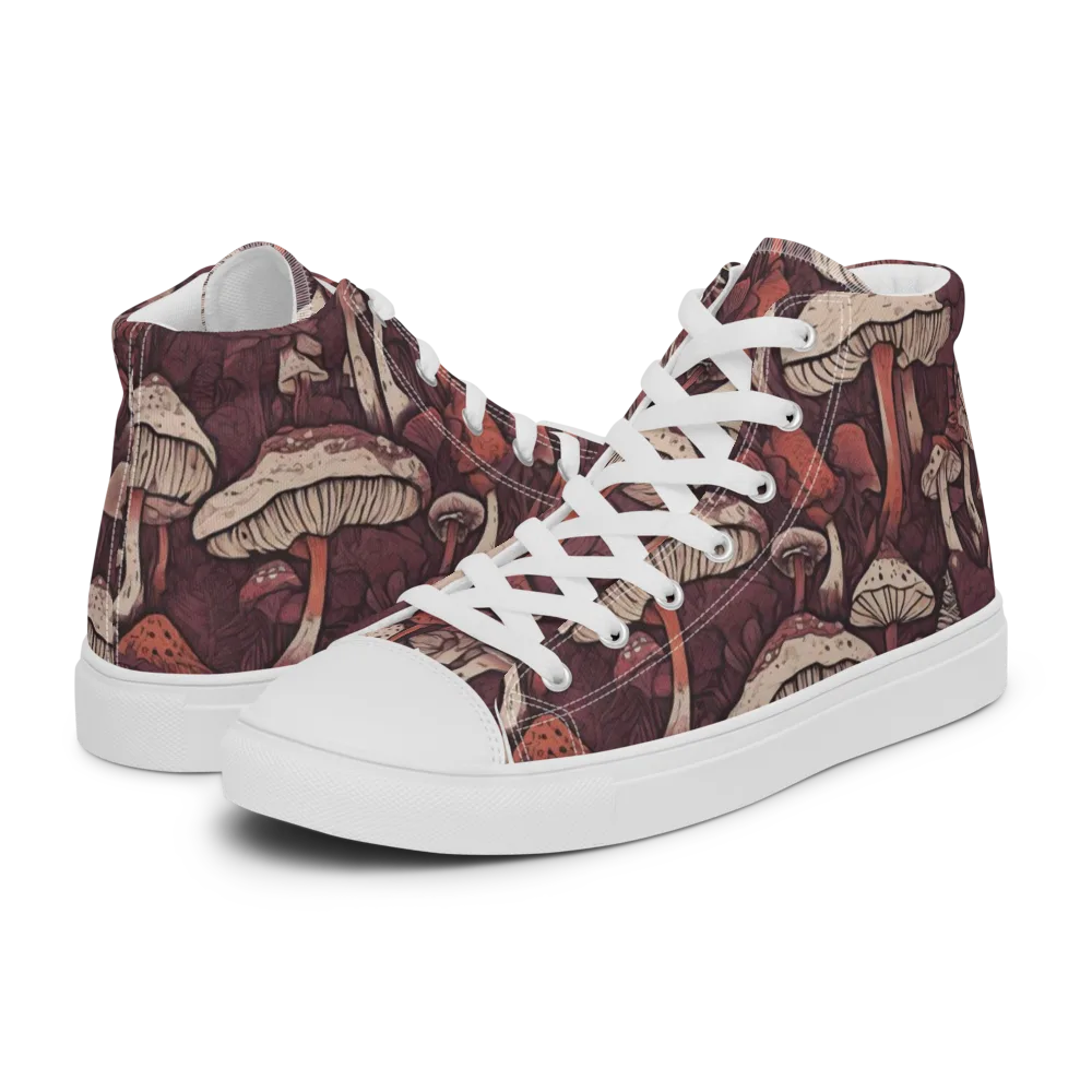 Crimson Mycelium on Men's High Top Canvas Shoes — Left