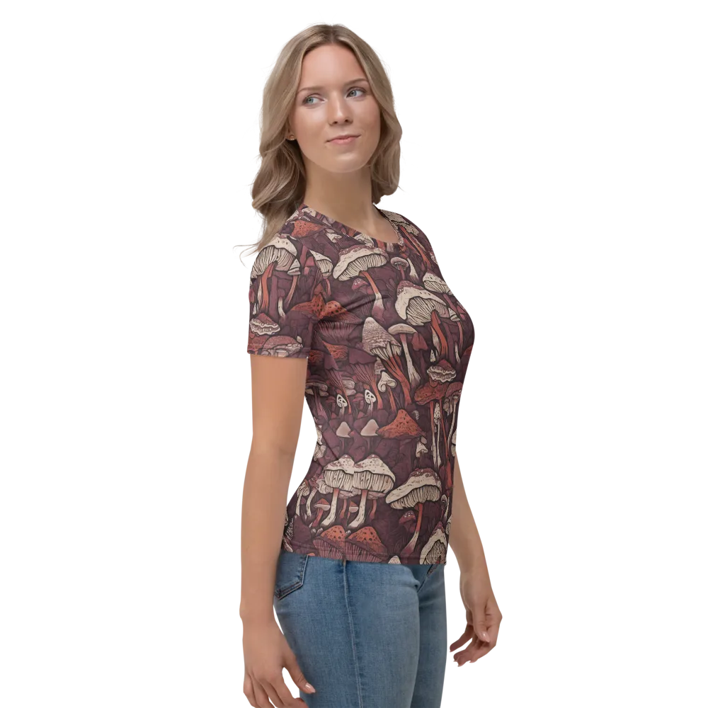 Crimson Mycelium on Women's Crew Neck T-Shirt — Right