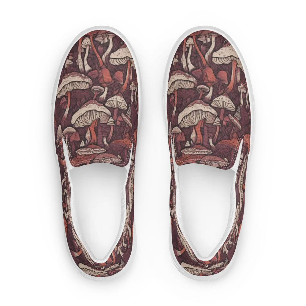Crimson Mycelium on Men's Slip-On Canvas Shoes — Front