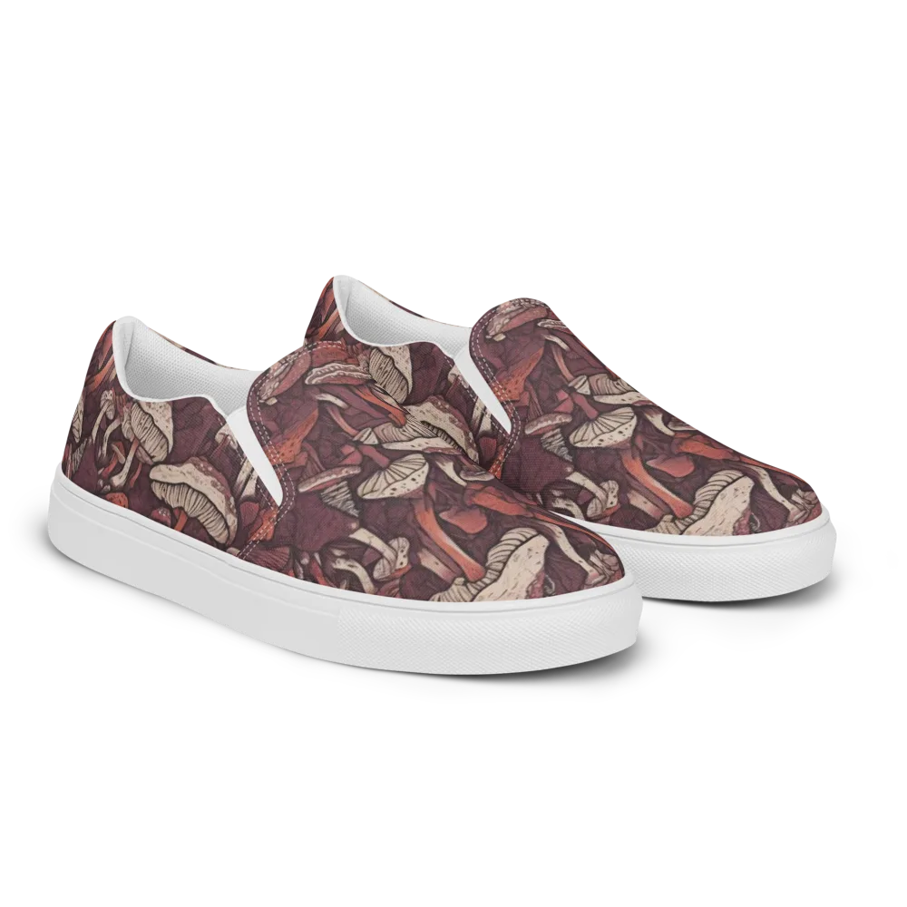 Crimson Mycelium on Men's Slip-On Canvas Shoes — Right Front