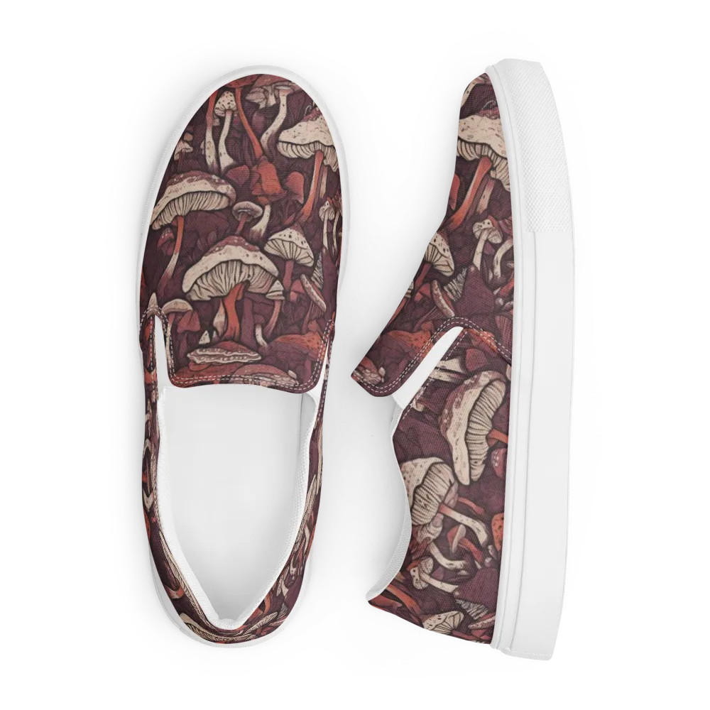 Crimson Mycelium on Men's Slip-On Canvas Shoes — Front