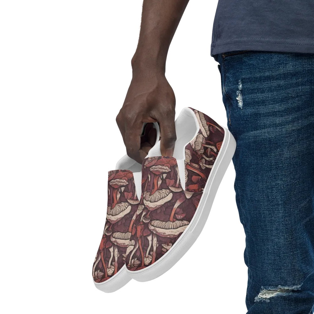 Crimson Mycelium on Men's Slip-On Canvas Shoes — Left Front