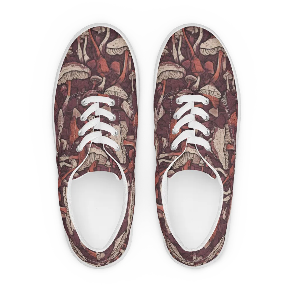 Crimson Mycelium on Men's Lace-Up Canvas Shoes — Front