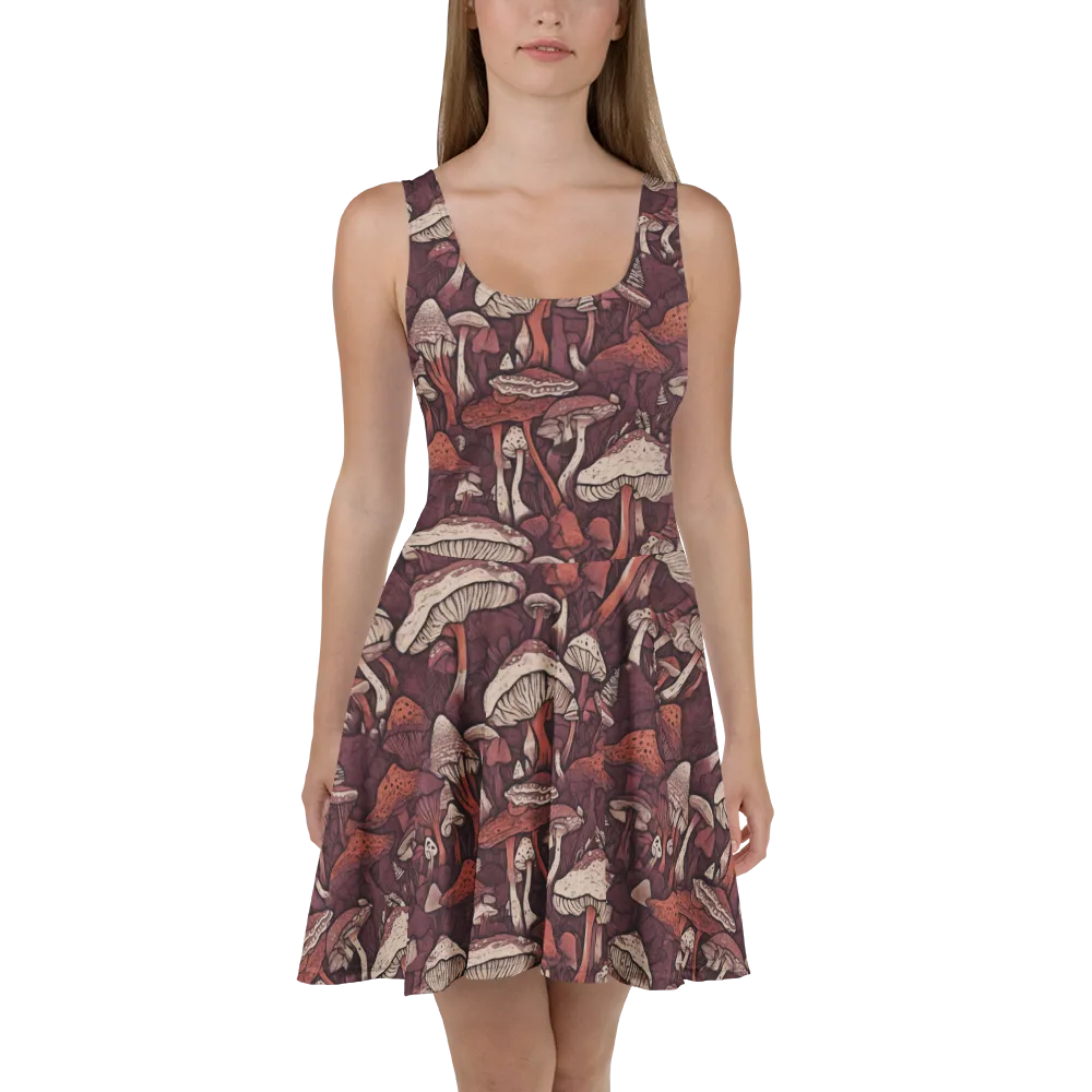 Crimson Mycelium on Skater Dress — Front