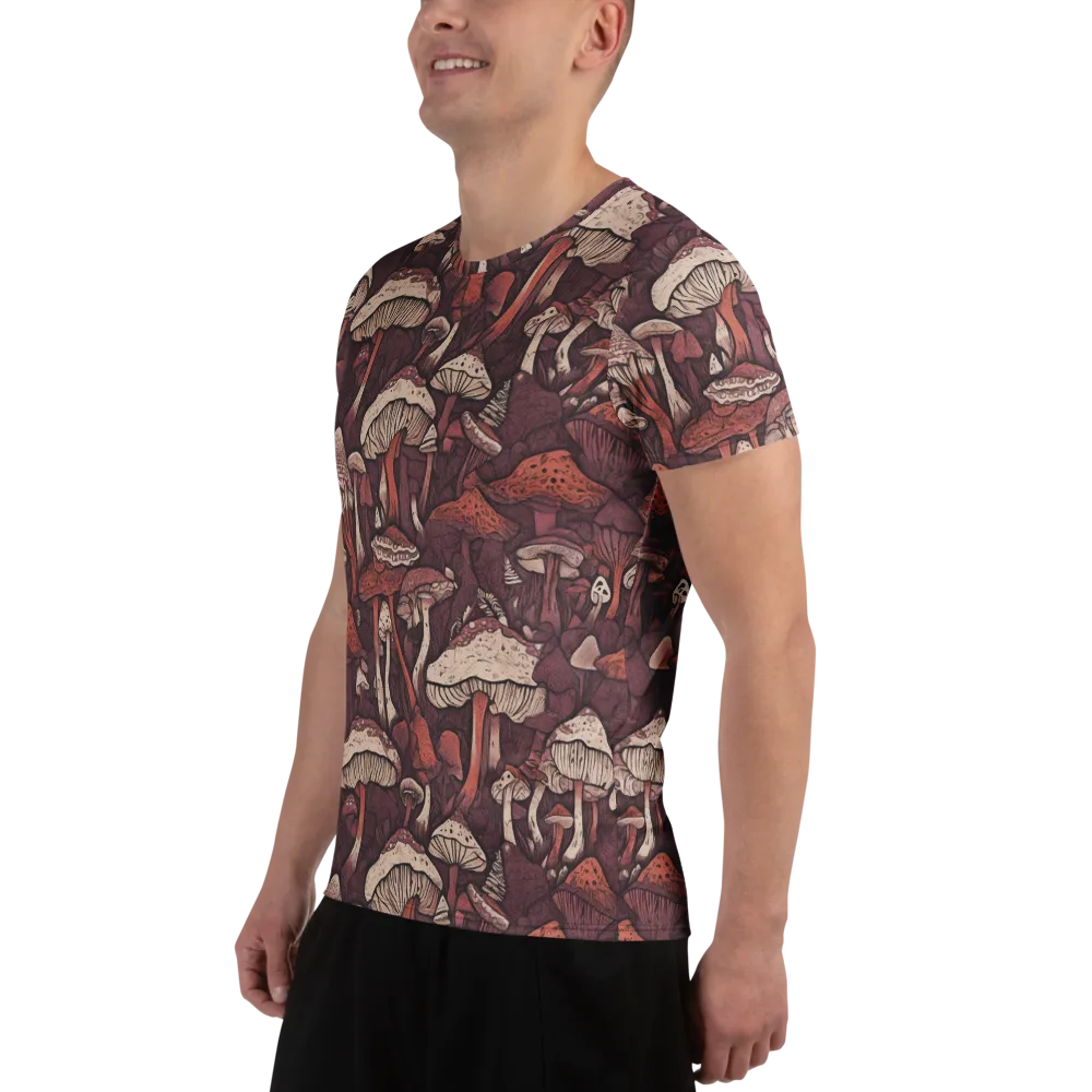 Crimson Mycelium on Men's Athletic T-Shirt — Left