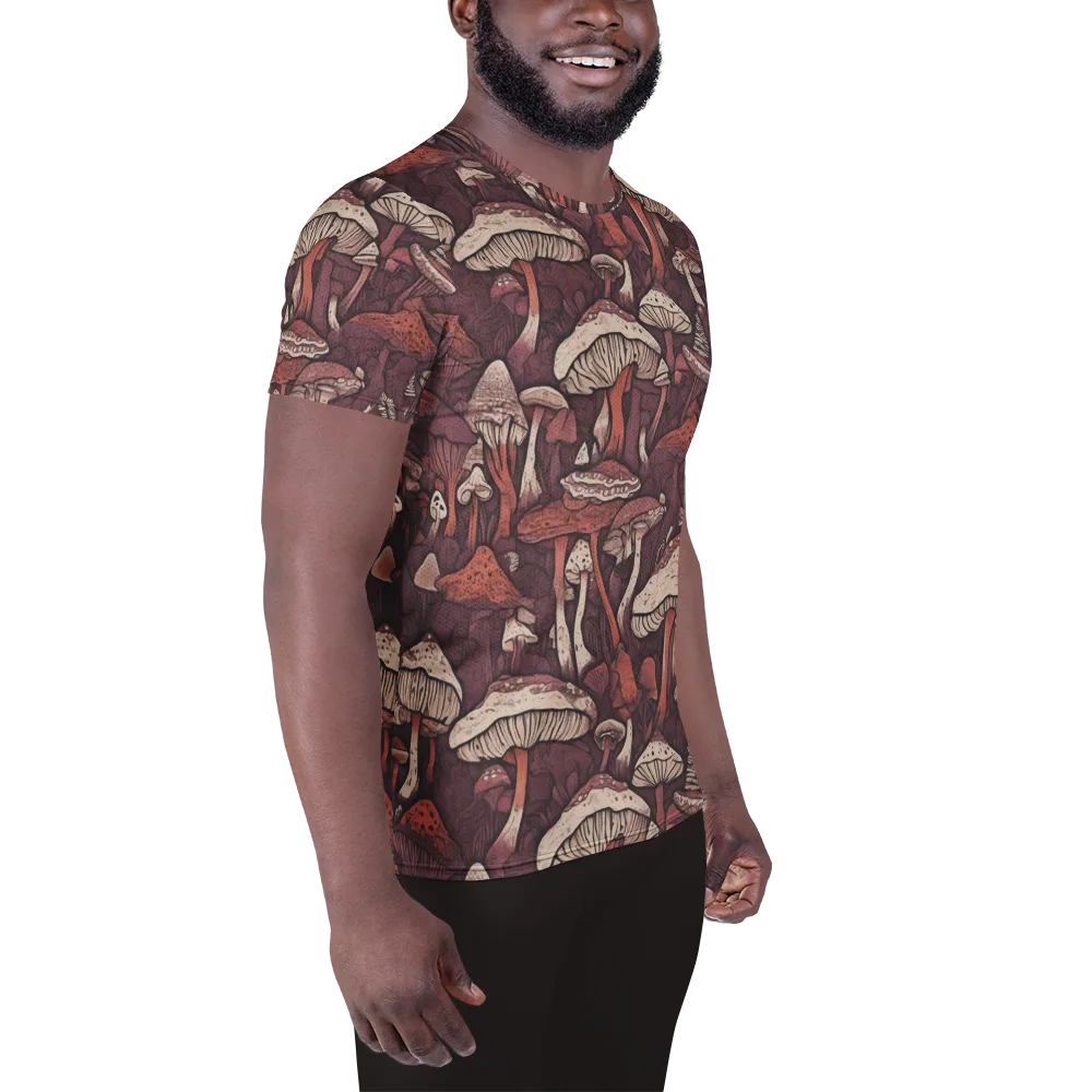 Crimson Mycelium on Men's Athletic T-Shirt — Right