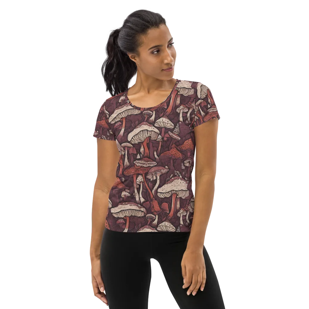 Crimson Mycelium on Women's Athletic T-Shirt — Front