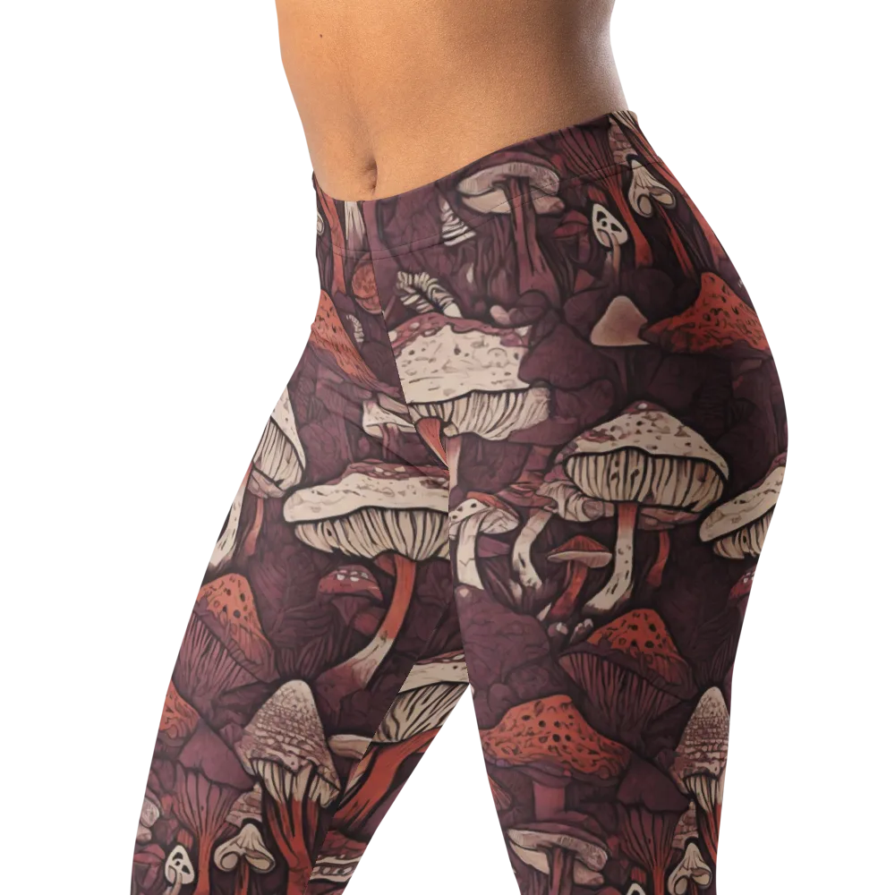 Crimson Mycelium on Leggings — Left Front