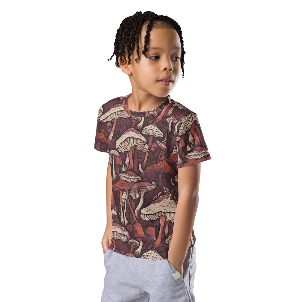 Crimson Mycelium on Kids Crew Neck T-Shirt — Left Front