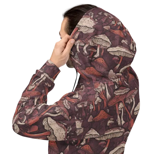 Crimson Mycelium on a Hoodie