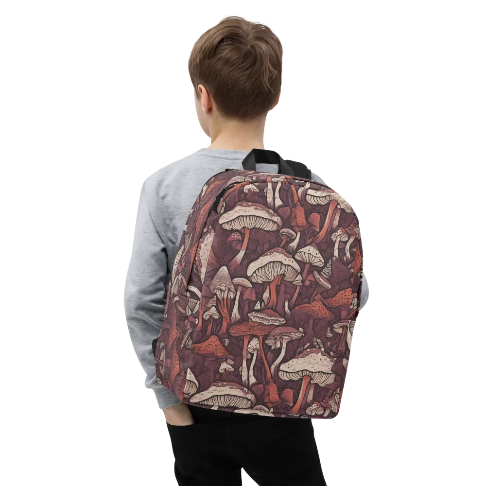 Crimson Mycelium on Minimalist Backpack — Zoomed-in