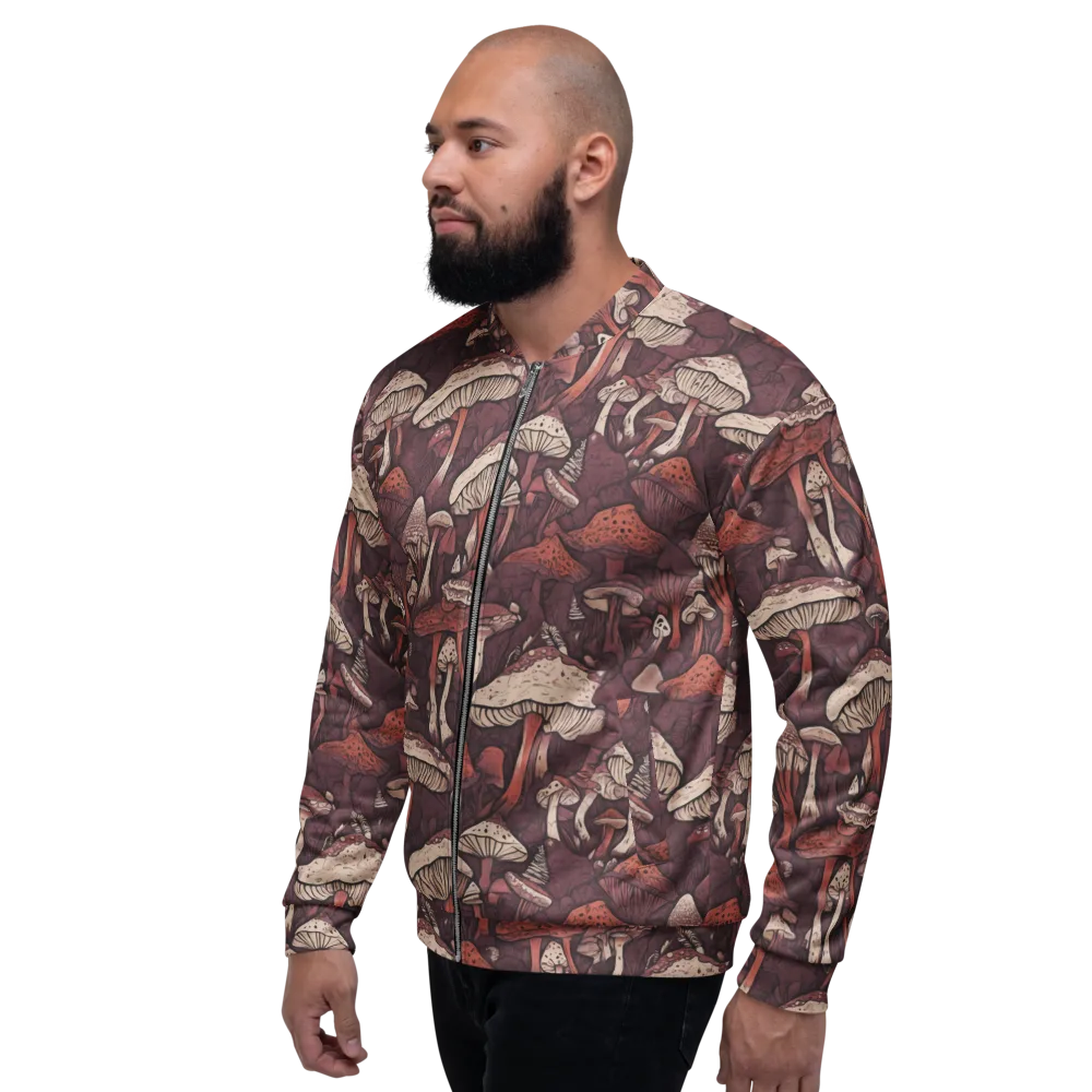 Crimson Mycelium on Bomber Jacket — Left