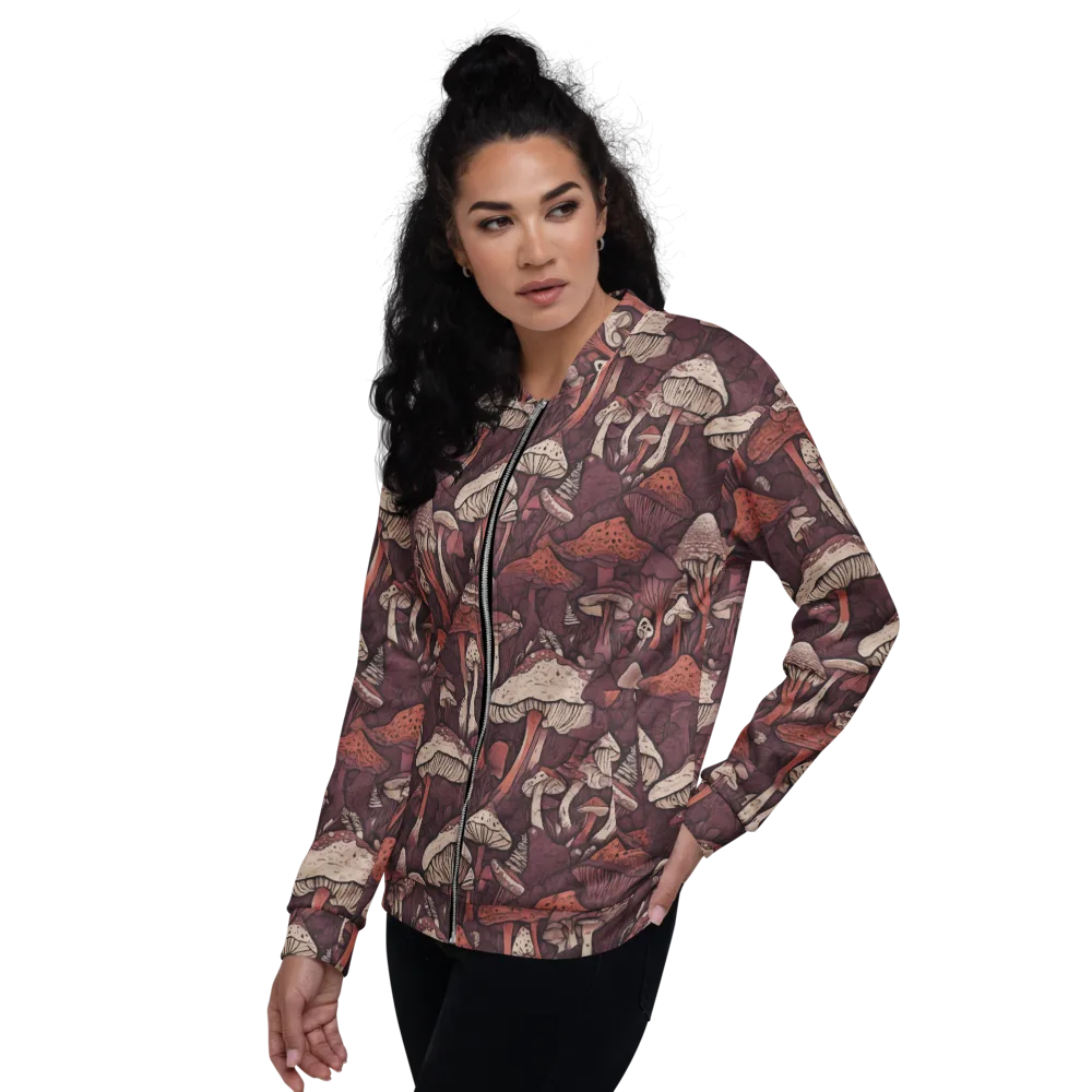 Crimson Mycelium on Bomber Jacket — Left