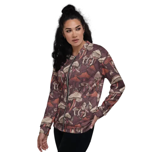 Crimson Mycelium on a Bomber Jacket