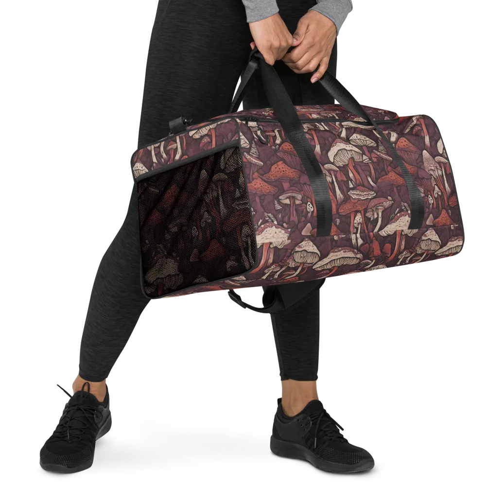 Crimson Mycelium on Duffle Bag — Right Front
