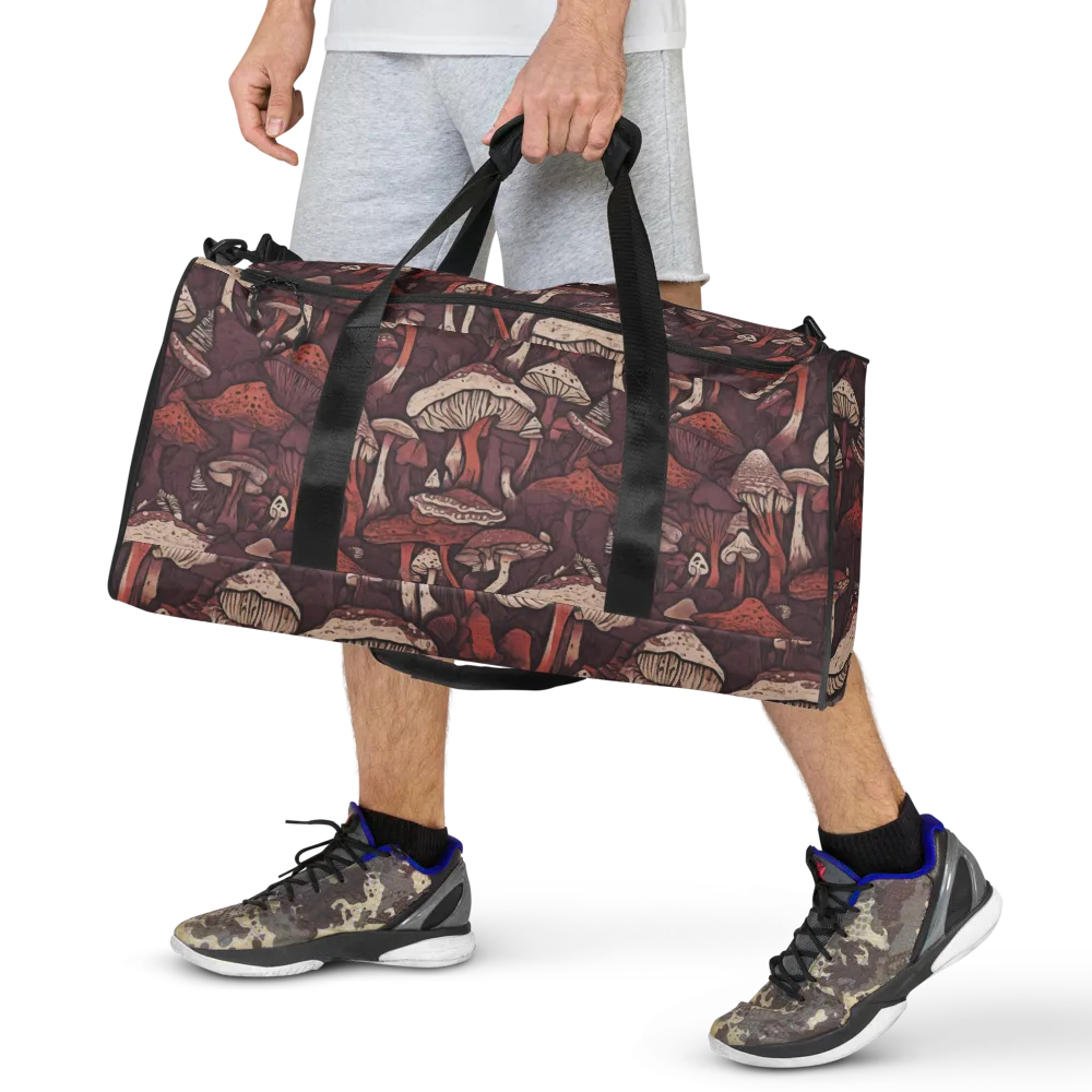 Crimson Mycelium on Duffle Bag — Front