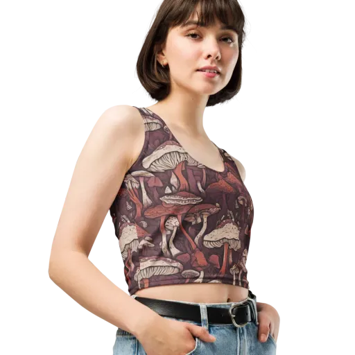 Crimson Mycelium on a Crop Top