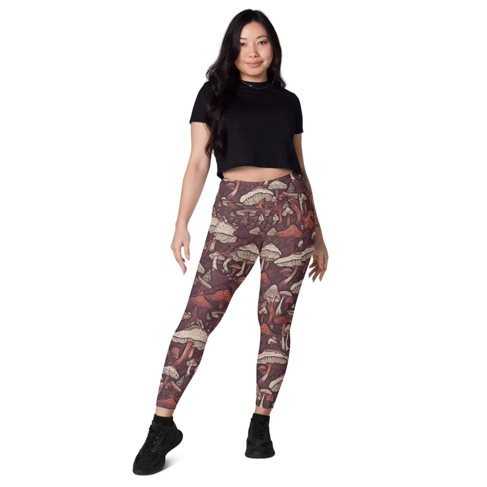Crimson Mycelium on Leggings with Pockets — Front