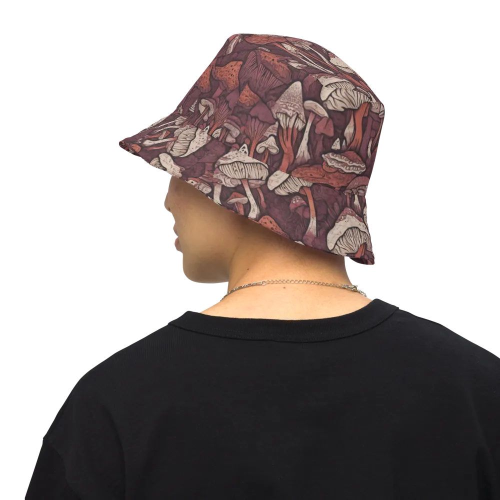 Crimson Mycelium on Reversible Bucket Hat — Back Inside