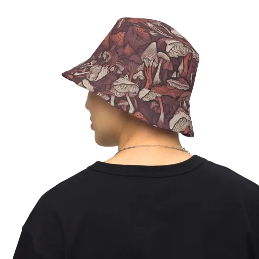 Crimson Mycelium on a Reversible Bucket Hat