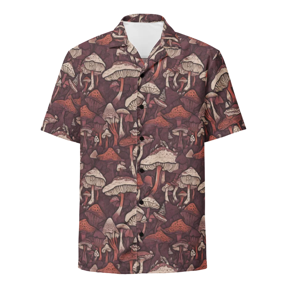 Crimson Mycelium on Button Shirt — Front