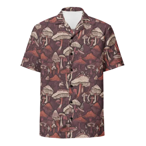 Crimson Mycelium on a Button Shirt