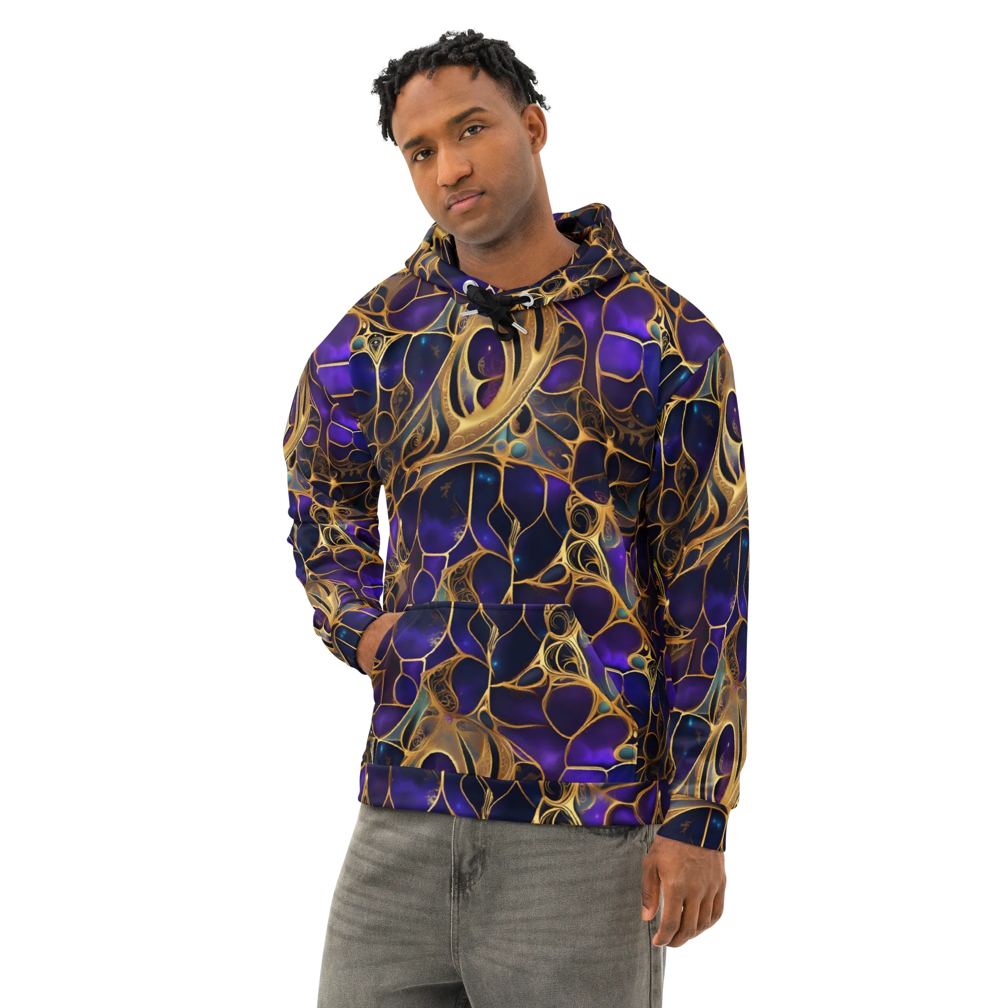 Aurum Nebula on Cotton Hoodie — Left Front