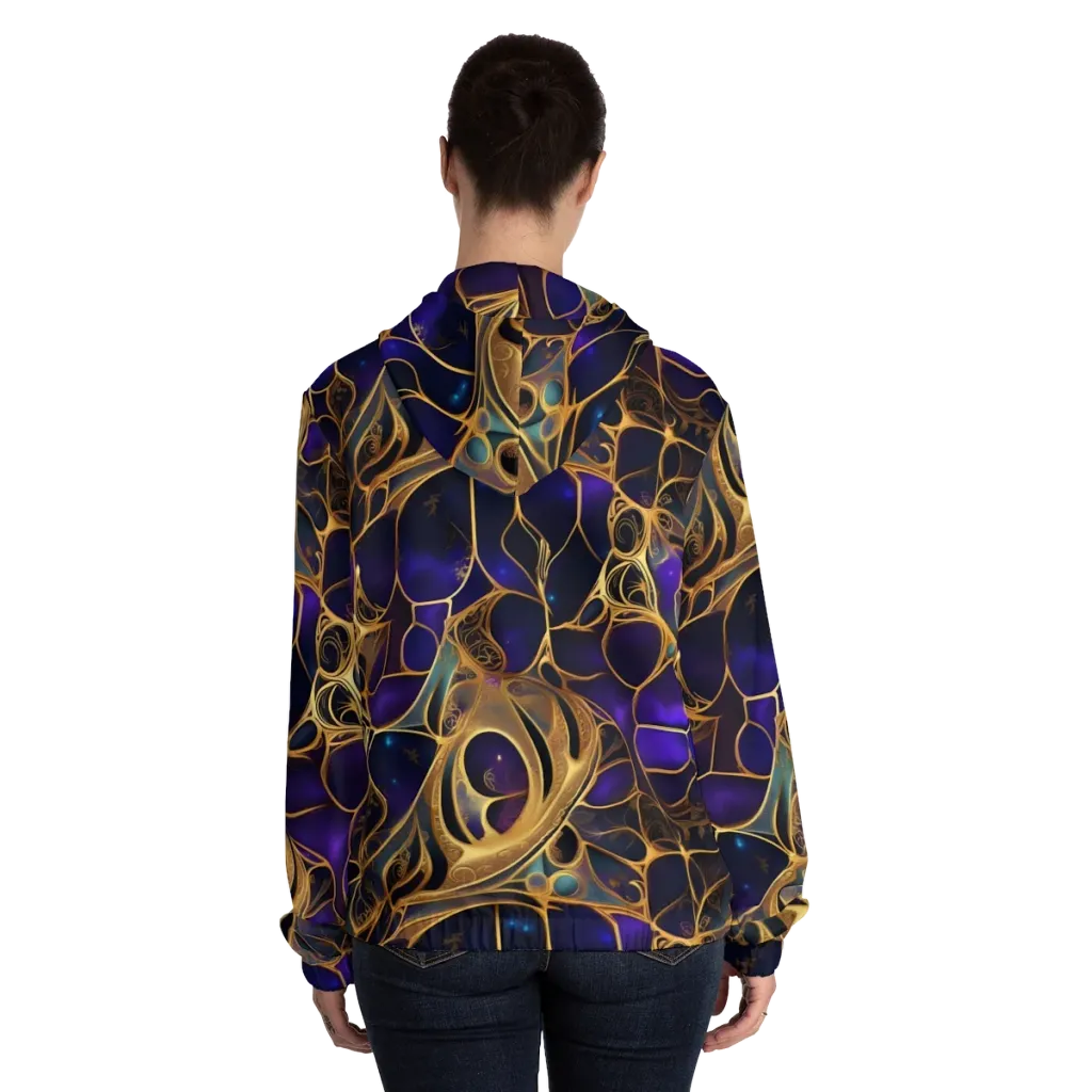 Aurum Nebula on Women's Full-Zip Hoodie — Back On Person