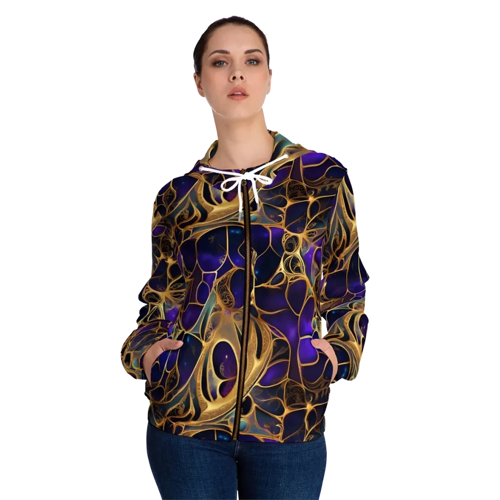 Aurum Nebula on Women's Full-Zip Hoodie — Front On Person