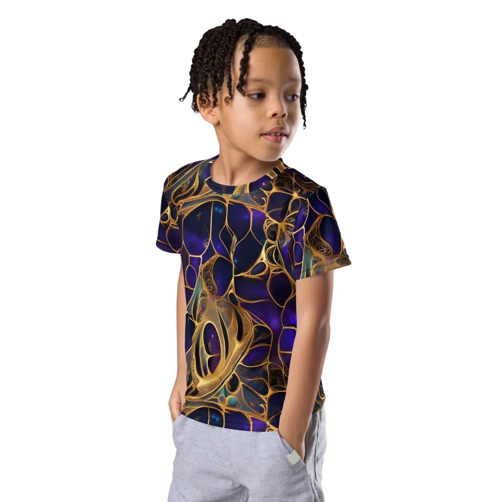 Aurum Nebula on Kids Crew Neck T-Shirt — Left Front