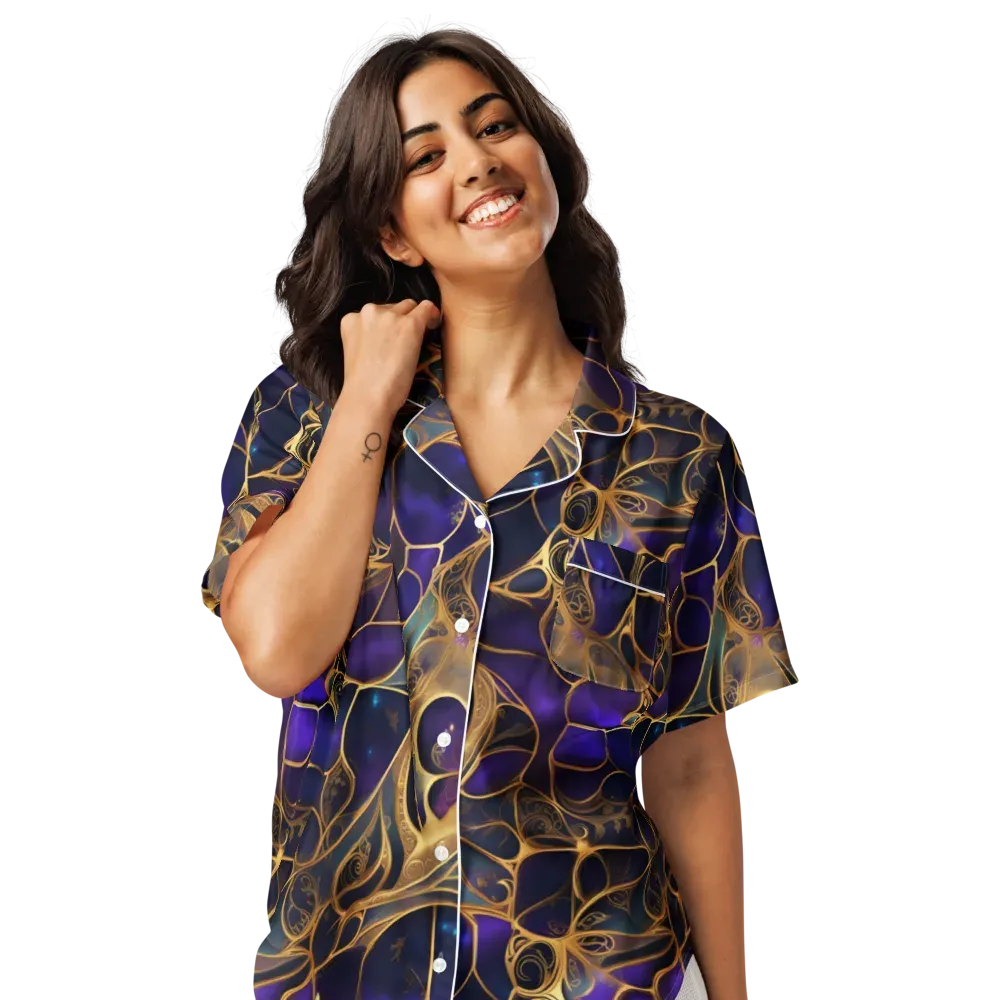 Aurum Nebula on Women's Short Sleeve Pajama Top — Front