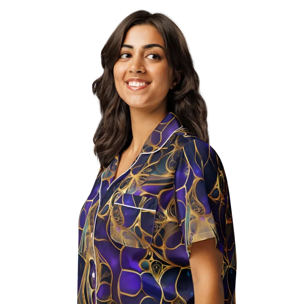 Aurum Nebula on Women's Short Sleeve Pajama Top — Left Front