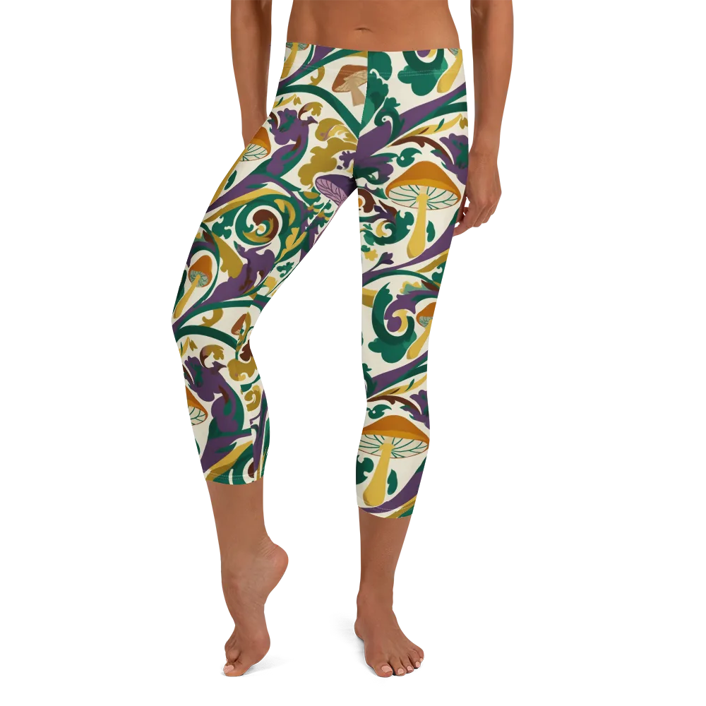 Mushroom Rococo on Capri Leggings — Front