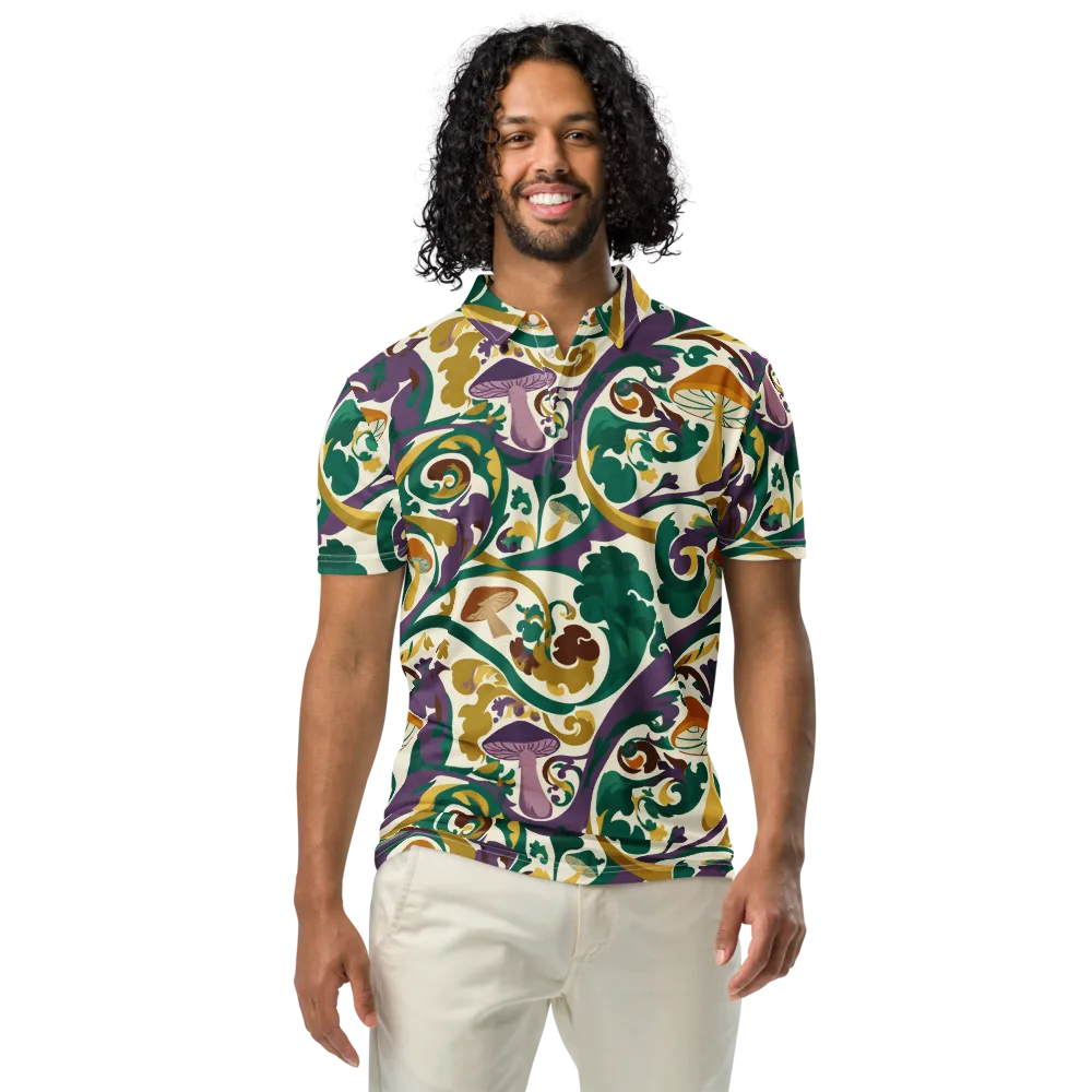 Mushroom Rococo on Men's Slim Fit Polo Shirt — Front
