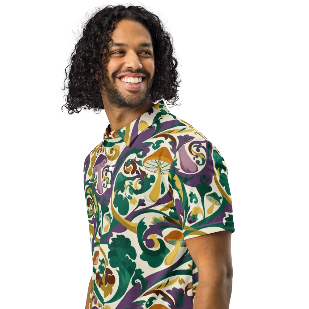 Mushroom Rococo on Men's Slim Fit Polo Shirt — Left Front