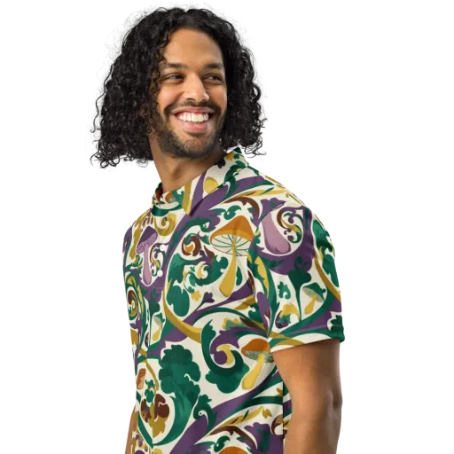 Mushroom Rococo on a Men's Slim Fit Polo Shirt