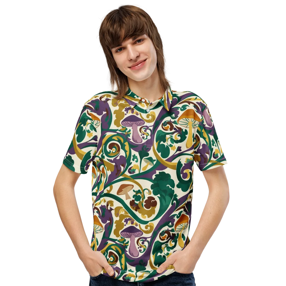 Mushroom Rococo on Men's Slim Fit Polo Shirt — Front