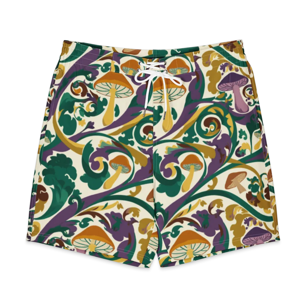Mushroom Rococo on Men's Board Shorts — Front