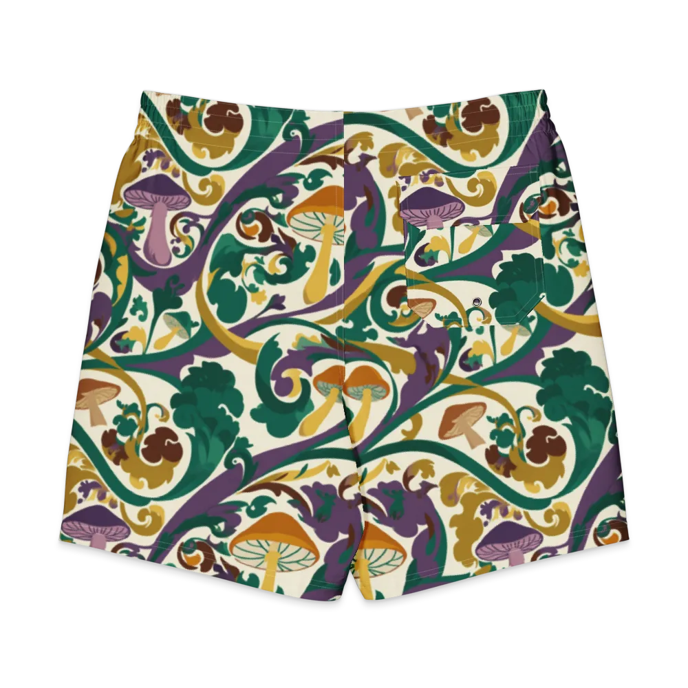 Mushroom Rococo on Men's Board Shorts — Back