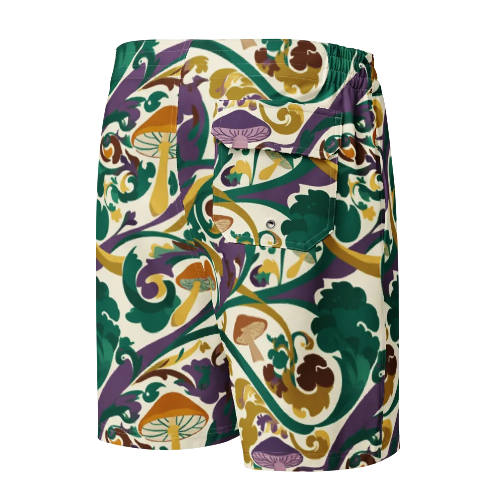 Mushroom Rococo on Men's Board Shorts — Back