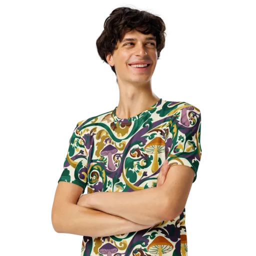 Mushroom Rococo on a Men's Crew Neck T-Shirt