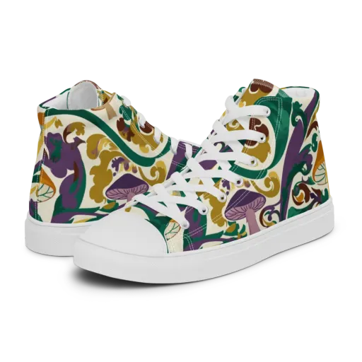 Mushroom Rococo on a Men's High Top Canvas Shoes