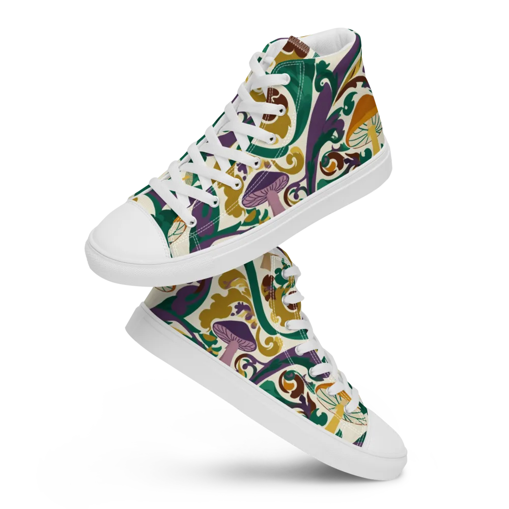 Mushroom Rococo on Men's High Top Canvas Shoes — Front