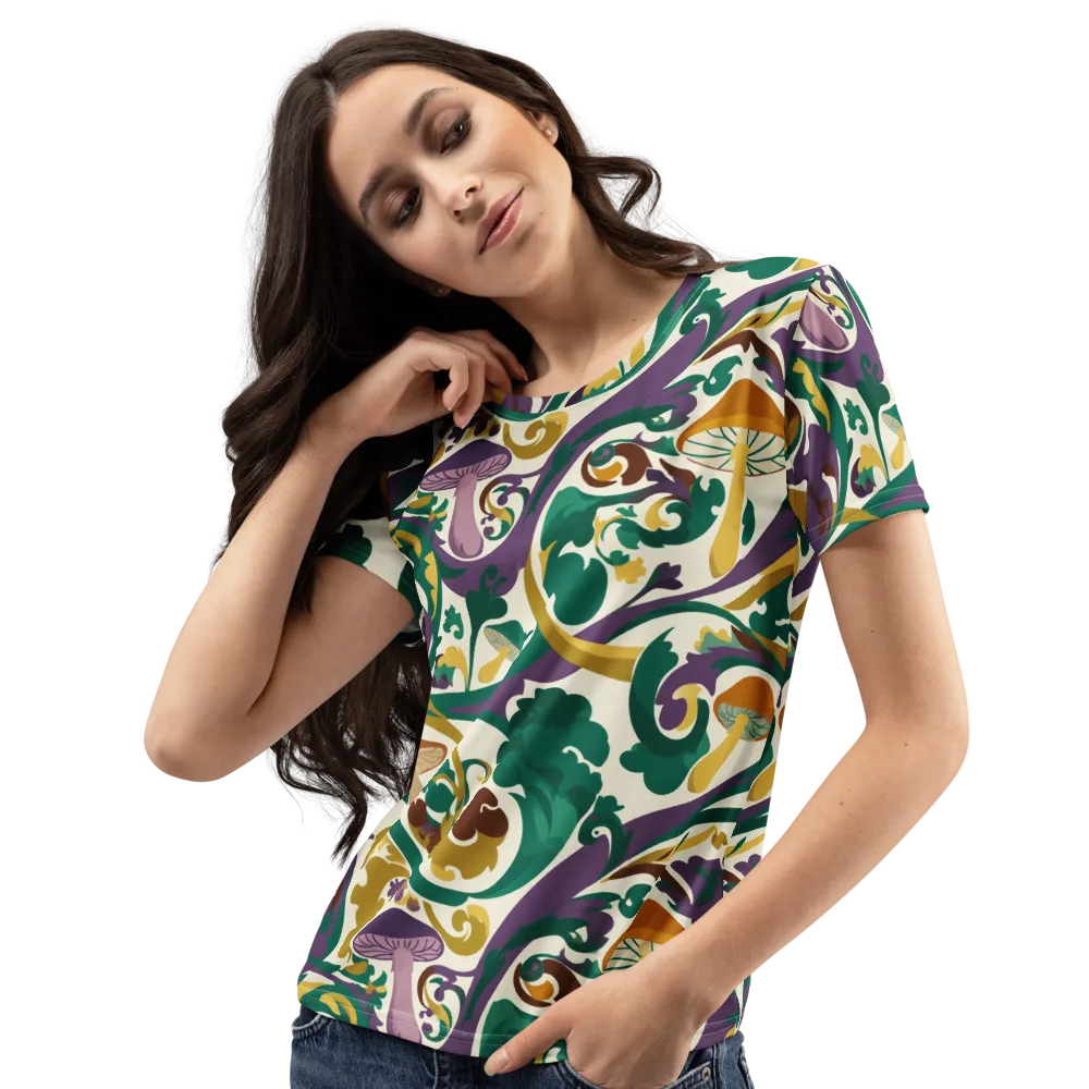Mushroom Rococo on Women's Crew Neck T-Shirt — Left Front