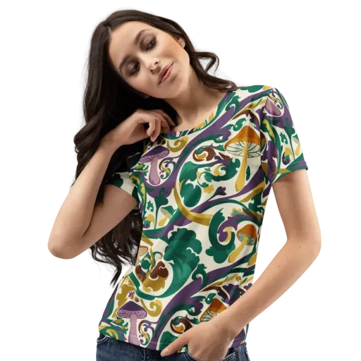 Mushroom Rococo on a Women's Crew Neck T-Shirt
