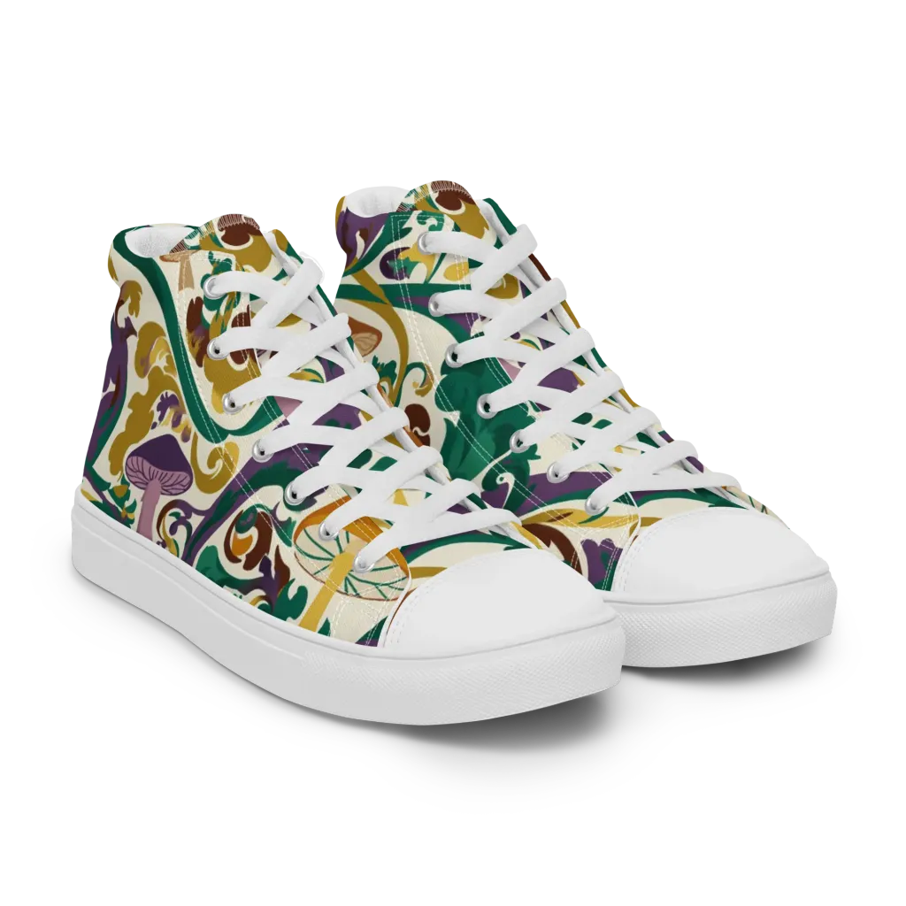 Mushroom Rococo on Women's High Top Canvas Shoes — Right Front