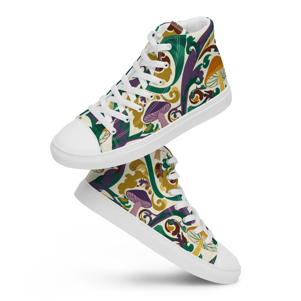 Mushroom Rococo on Women's High Top Canvas Shoes — Front